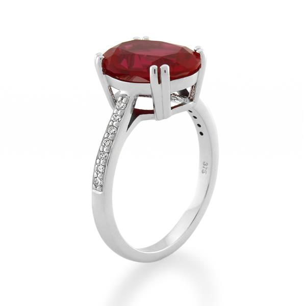Oval cut 3 across Ruby & white diamond ring - Holloway Diamonds