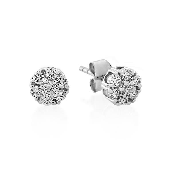 Classic Full Cut Melee Diamonds with 18-Carat White Gold Earrings