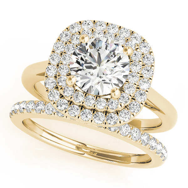Exquisite Double Halo Round-Cut Diamond Engagement Ring