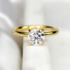 Custom Solitaire Engagement Ring with Yellow Gold Band & Round Cut Lab Grown Diamond