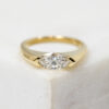 Custom Engagement Ring with Yellow Gold Band and Horizontal Set Marquise Diamond