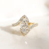 Custom Engagement Ring with Marquise Cut Diamond and Diamond Halo